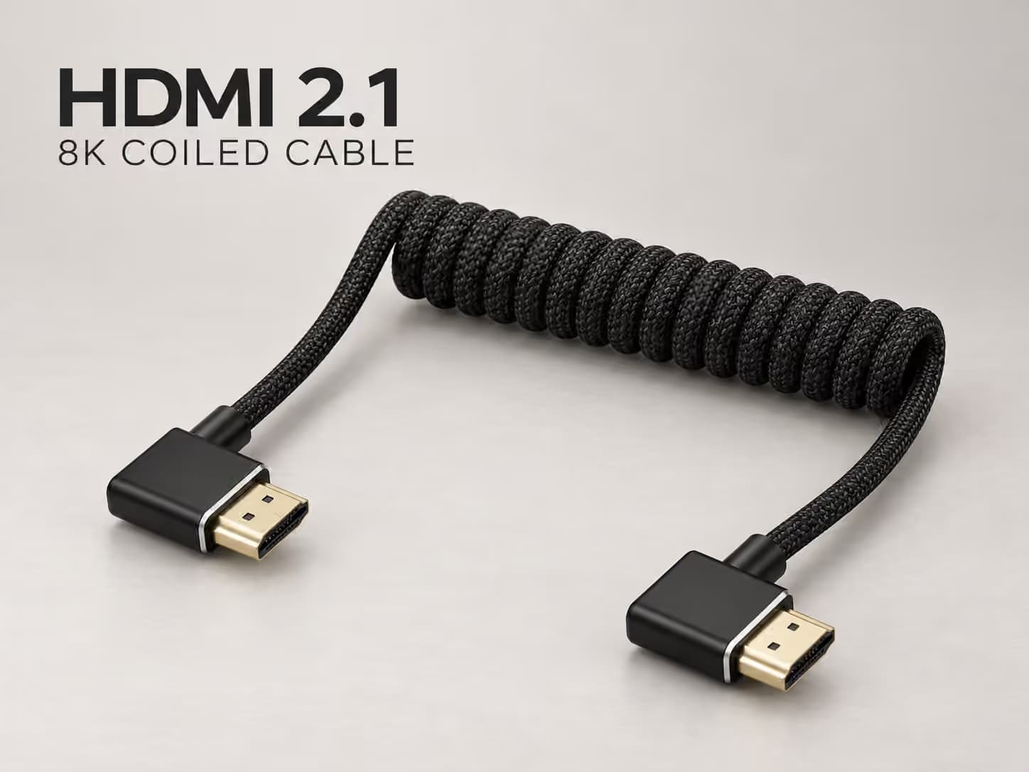 HDMI 2.1 Coiled Cable 8K - Left to Right Angle (Ultra High-Speed Braided)